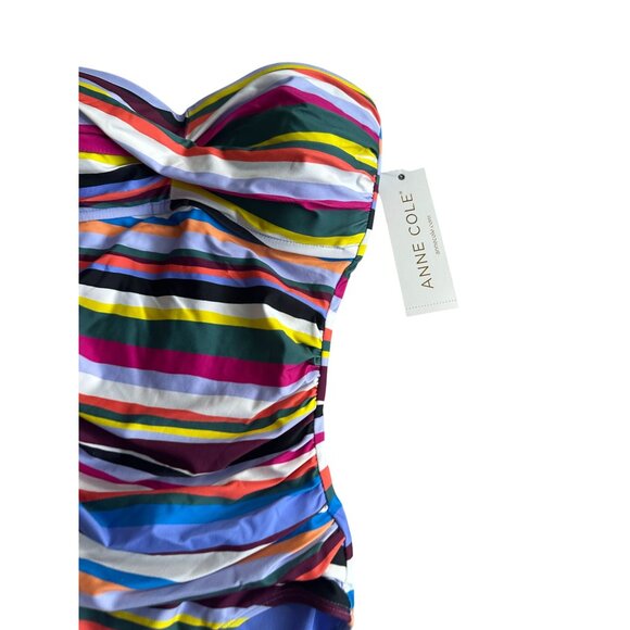 ANNE COLE Striped Strapless One Piece Bathing Suit Swimsuit Size 6 NEW NWT - Picture 6 of 8